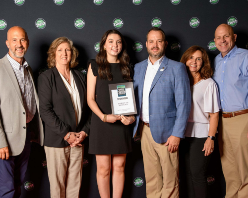 Group photo of BankSouth Mortgage employees celebrating at the 2024 Cyber City Awards Ceremony. From left to right: Mac Cregger, Debra Taylor, Riley Rabun, Alan Rabun, Cyndi Eber, and David Godwin.